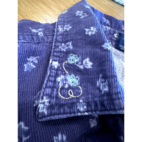 VTG DISNEY Pooh Corduroy Button Shirt Embroidered Tigger Floral Cotton Purple XL - Picture 4 of 10